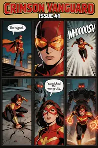 Superhero comic strip page